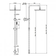 Fima Carlo Frattini Colonne doccia Душевая стойка, верхний душ 25см., с держателем и ручным душем, цвет: чёрный матовый