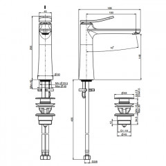 Fima Carlo Frattini, Bathroom Flo' Смеситель для раковины, на 1 отв., высота 205мм, вынос излива 160мм, донный клапан, цвет-хром