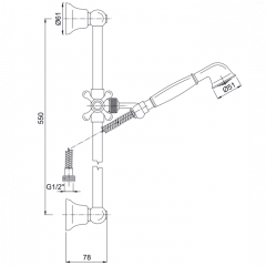 FIMA|Carlo Frattini Wellness Душевая штанга с ручным душем и металлическим шлангом 1500 мм., цвет античная медь