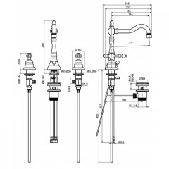 FIMA|Carlo Frattini Epoque Смеситель для раковины, на 3 отверстия, с вращающимся изливом, с донным клапаном, цвет хром