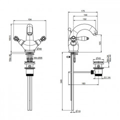 Fima Carlo Frattini Herend Смеситель для раковины, на 1 отв., черные ручки, цвет: хром