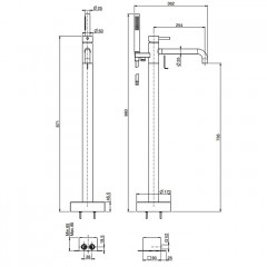 Fima Carlo Frattini Spillo Up Смеситель для ванны, напольный, с ручным душем, цвет: чёрный матовый