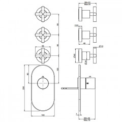Fima Carlo Frattini Maxima Смеситель для душа, встраиваемый, термостатический, с переключателем на 3 выхода, цвет: чёрный матовый