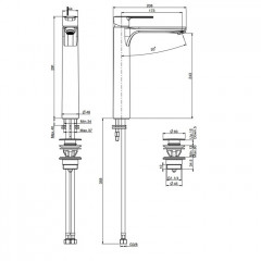 FIMA|Carlo Frattini MAST Смеситель для раковины высокий, с донным клапаном click-clack, цвет хром