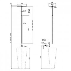 FIMA|Carlo Frattini Nomos go Смеситель для раковины встроенный, с потолочным изливом 1300-1600 мм., внешняя часть, цвет хром