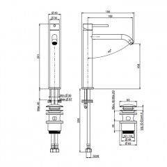 FIMA|Carlo Frattini Spillo Steel Смеситель для раковины высокий, высота 313 мм., на 1 отверстие, с донным клапаном click-clack, цвет INOX