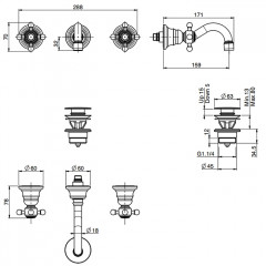 Fima Carlo Frattini Elizabeth Смеситель для раковины, встраиваемый, излив: 15.9см., цвет: золото