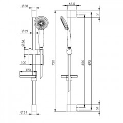 Fima Carlo Frattini Wellness Душевая штанга с ручным душем, шлангом 1500 мм. и мыльницей, цвет: чёрный матовый