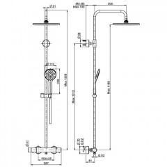 Fima Carlo Frattini Colonne doccia Душевая стойка, верхний душ 25см., с термостатическим смесителем, держателем и ручным душем, цвет: хром