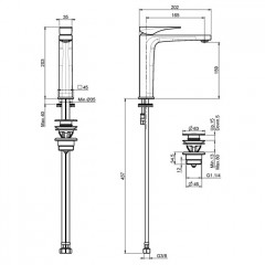 FIMA|Carlo Frattini Zeta Смеситель для раковины, высота 203 мм., с донным клапаном click-clack, цвет хром