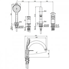 Fima Carlo Frattini Serie 22 Смеситель на борт ванны, на 4 отв., с ручным душем, цвет: хром