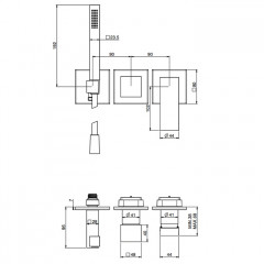 Fima Carlo Frattini Zeta Смеситель для душа, встраиваемый, с ручным душем, 2 источника, цвет: чёрный матовый