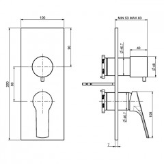 FIMA|Carlo Frattini Serie 4 Смеситель для душа встроенный, с переключателем на 2/3 источника, внешняя часть, цвет хром