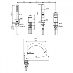 Fima Carlo Frattini Mast Смеситель на борт ванны, на 4 отв., с ручным душем, цвет: хром