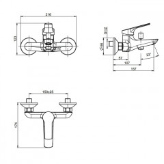 FIMA|Carlo Frattini Serie 4 Смеситель для ванны внешнего монтажа, цвет хром