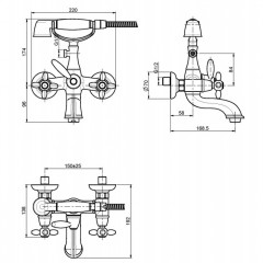 FIMA|Carlo Frattini Olivia Смеситель для ванны внешнего монтажа, с душевым комплектом, цвет хром