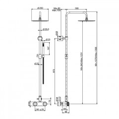 FIMA|Carlo Frattini TEXTURE COLLECTION Смеситель для душа внешнего монтажа, ручки "X", с верхним душем 250 мм. и душевым комплектом, цв браш золото