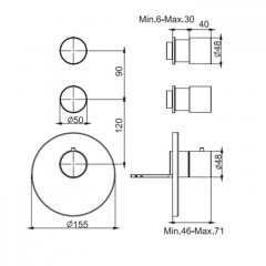 FIMA|Carlo Frattini Spillo Steel Смеситель для душа встроенный, термостатический, 2 запорных вентиля, внешняя часть, цвет INOX