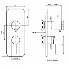 Fima Carlo Frattini Spillo Up Смеситель для душа встроенный, с переключателем на 2/3 источника, внешняя часть, цвет: чёрный матовый
