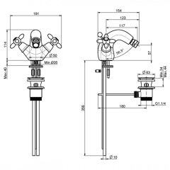 FIMA|Carlo Frattini Olivia Смеситель для биде, на 1 отверстие, с донным клапаном, цвет золото