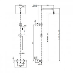 Fima Carlo Frattini Душевая стойка с термостатическим смесителем, верхний душ металлический 250 мм., ручной душ и шланг 1500 мм., цв: чёрный матовый