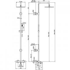 Fima Carlo Frattini Colonne doccia Душевая стойка, верхний душ 25х25см., с термостат смесителем, держателем и ручным душем, цвет: чёрный матовый