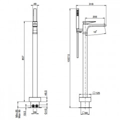 Fima Carlo Frattini Zeta Смеситель для ванны, напольный, с ручным душем, цвет: чёрный матовый