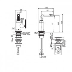 Fima Carlo Frattini PARK LANE Смеситель для биде . на 1 отв,излив 136 мм. донный клапан , цвет: хром