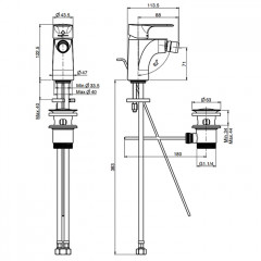 Fima Carlo Frattini Serie 22 Смеситель для биде, на 1 отв., с донным клапаном, цвет: чёрный матовый