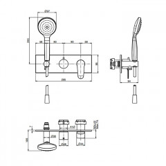 Fima Carlo Frattini Serie 22 Смеситель для душа, встраиваемый, на 2 источника с ручным душем, цвет: хром