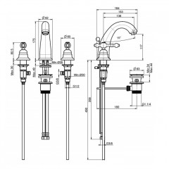 FIMA|Carlo Frattini Epoque Смеситель для раковины, на 3 отверстия, с донным клапаном, цвет хром