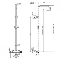 Fima Carlo Frattini Colonne doccia Смеситель для душа, термостатический, Spillo tech, с душевой стойкой, цвет: чёрный матовый
