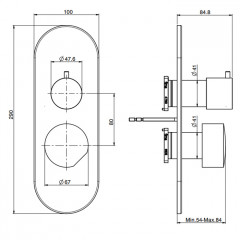 FIMA|Carlo Frattini So Смеситель для душа встроенный, без ручки, с переключателем на 2/3 источника, внешняя часть, цвет хром