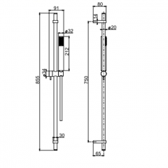 FIMA|Carlo Frattini Wellness Душевая штанга с ручным душем и шлангом 1500 мм., цвет брашированный никель