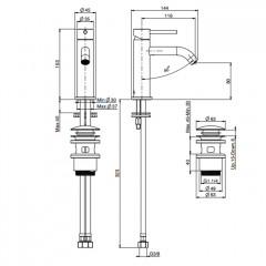 FIMA|Carlo Frattini Spillo Steel Смеситель для раковины, на 1 отверстие, с донным клапаном click-clack, цвет INOX