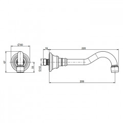 Fima Carlo Frattini Elizabeth Излив для ванны, настенный, 20.9см., цвет: хром
