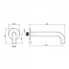FIMA|Carlo Frattini Излив для настенного монтажа, длина 207 мм., цвет хром