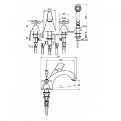 FIMA|Carlo Frattini Olivia Смеситель на борт ванны, с душевым комплектом, цвет хром