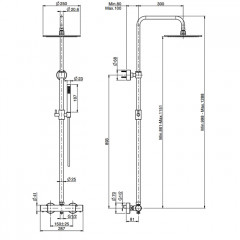 Fima Carlo Frattini Colonne doccia Душевая стойка, верхний душ 25см., с термостатическим смесителем Spillo Tech, держателем и ручным душем, цвет: золо