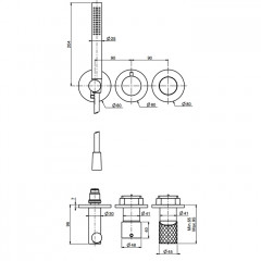 Fima Carlo Frattini Spillo Tech Смеситель для душа, встраиваемый, на 2 источника, с ручным душем, цвет: золото