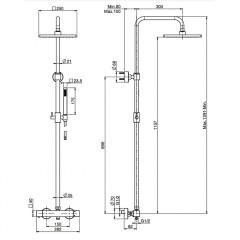 Fima Carlo Frattini Colonne doccia Душевая стойка, верхний душ 25х25см., с термостатическим смесителем, держателем и ручным душем, цвет: золото