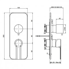 Fima Carlo Frattini, Bathroom Mast Смеситель для душа, встраиваемый, с переключателем на 2/3 источника, без внутр. части, цвет-хром