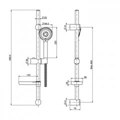 Fima Carlo Frattini, Wellness Sliding rail, Душевой гарнитур 700мм, регулируемая высота, шланг 150см, ручной душ 3 режима, мыльница, цвет-хром