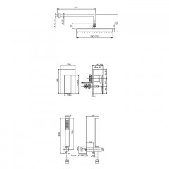 FIMA|Carlo Frattini Wellness Душевой комплект с верх душем 200х200мм, наст держ 350мм, душ комплектом, смес встр на 2 источн, внутр часть, цвет хром
