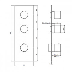 FIMA|Carlo Frattini Spillo Steel Смеситель для душа встроенный, термостатический, 2 запорных вентиля, внешняя часть, цвет INOX