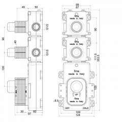 FIMA|Carlo Frattini Внутренняя часть встраиваемого термостатического смесителя для душа, 2 источника