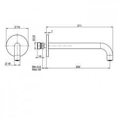 FIMA|Carlo Frattini Spillo Steel Излив настенного монтажа, длина 200 мм., цвет INOX