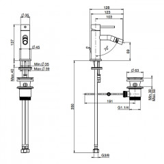 Fima Carlo Frattini Spillo Up Смеситель для биде, на 1 отв., с донным клапаном, цвет: чёрный матовый