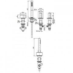 Fima Carlo Frattini So Смеситель на борт ванны, с 4 отв., с ручным душем, цвет: золото