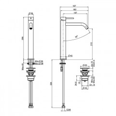 FIMA|Carlo Frattini SPILLO UP Смеситель для раковины, высота 295 мм., излив 167 мм., с донным клапаном click-clack, цвет белый матовый